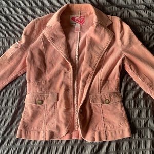Roxy jacket with cute brown buttons and flared sleeves